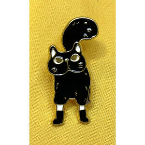 Black Enamel Cat Brooch Lapel Pin Brooch Animal Cat Lady Gift Boots on Feet Paws